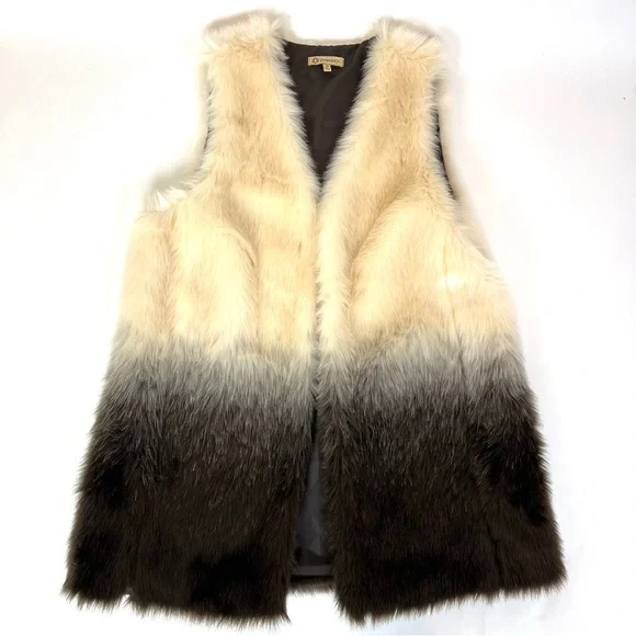 Democracy faux fur two tone warm winter vest sleeveless jacket coat - Picture 1 of 8